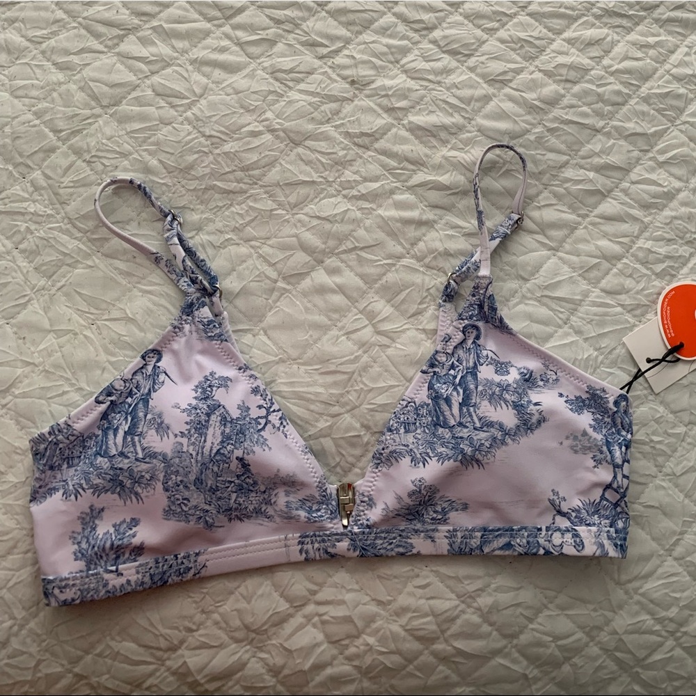 Blue and white bikini top